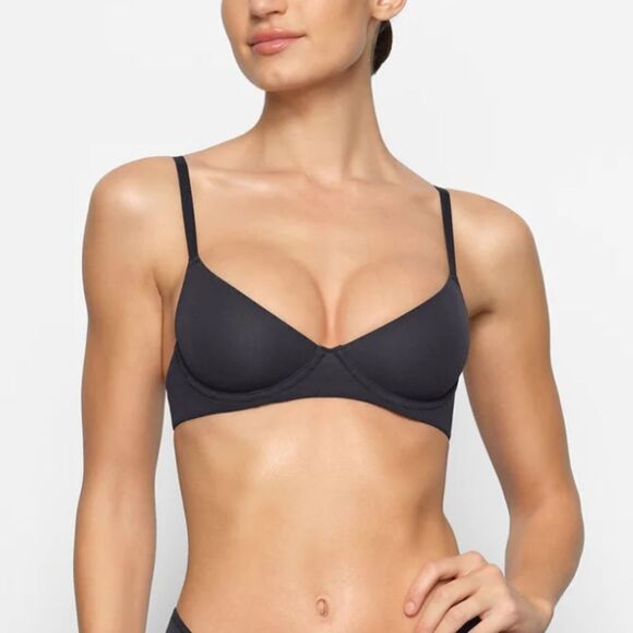NWT SKIMS Fits Everybody Unlined Demi Bra In Onyx Black Bra - Picture 1 of 8